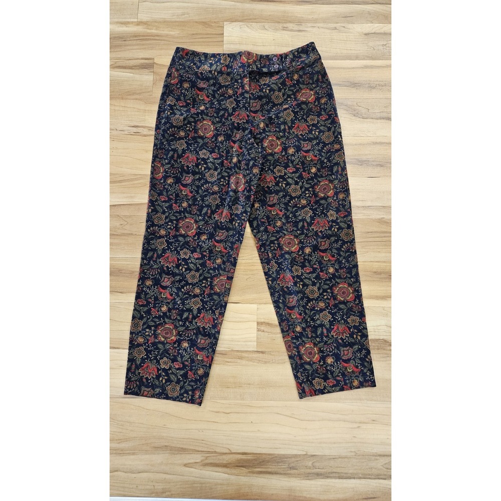 Vtg. Talbots Women's Floral Corduroy Straight Leg Pants Size 16